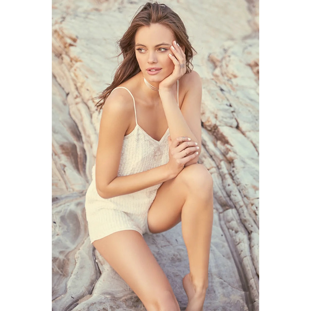 Lulu's From This Day Forward Ivory Beaded Romper Size Small White Embellished